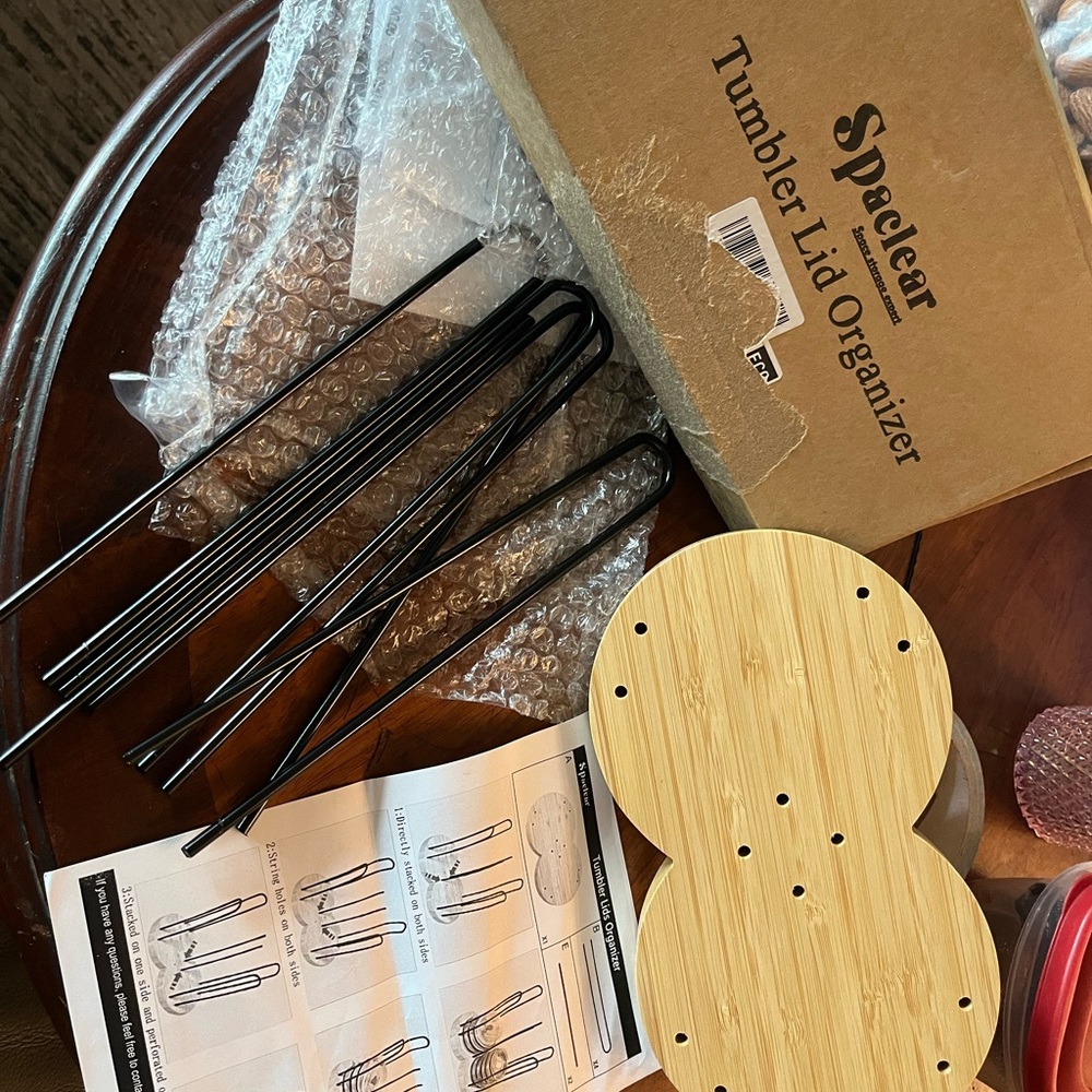 Speclear Tumbler Lid Organizer with Bamboo Base